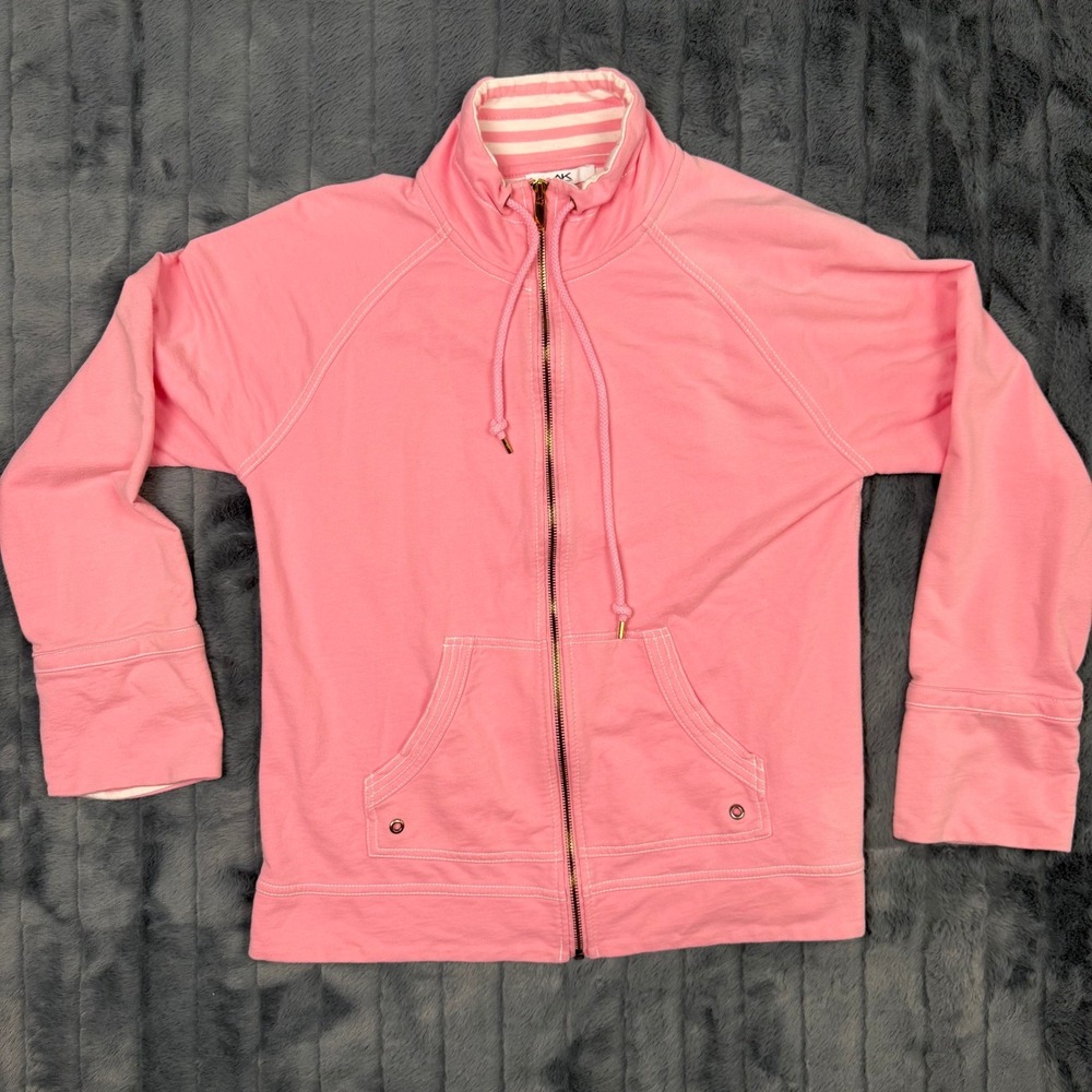 Anne Klein Sport Womens Pink Full Zip Mock Neck Sweatshirt Jacket Size L 8581